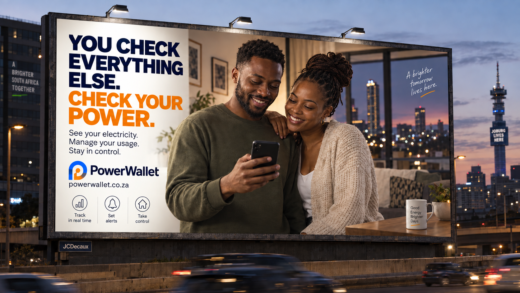 PowerWallet metropolitan billboard β You check everything else. Check your power.