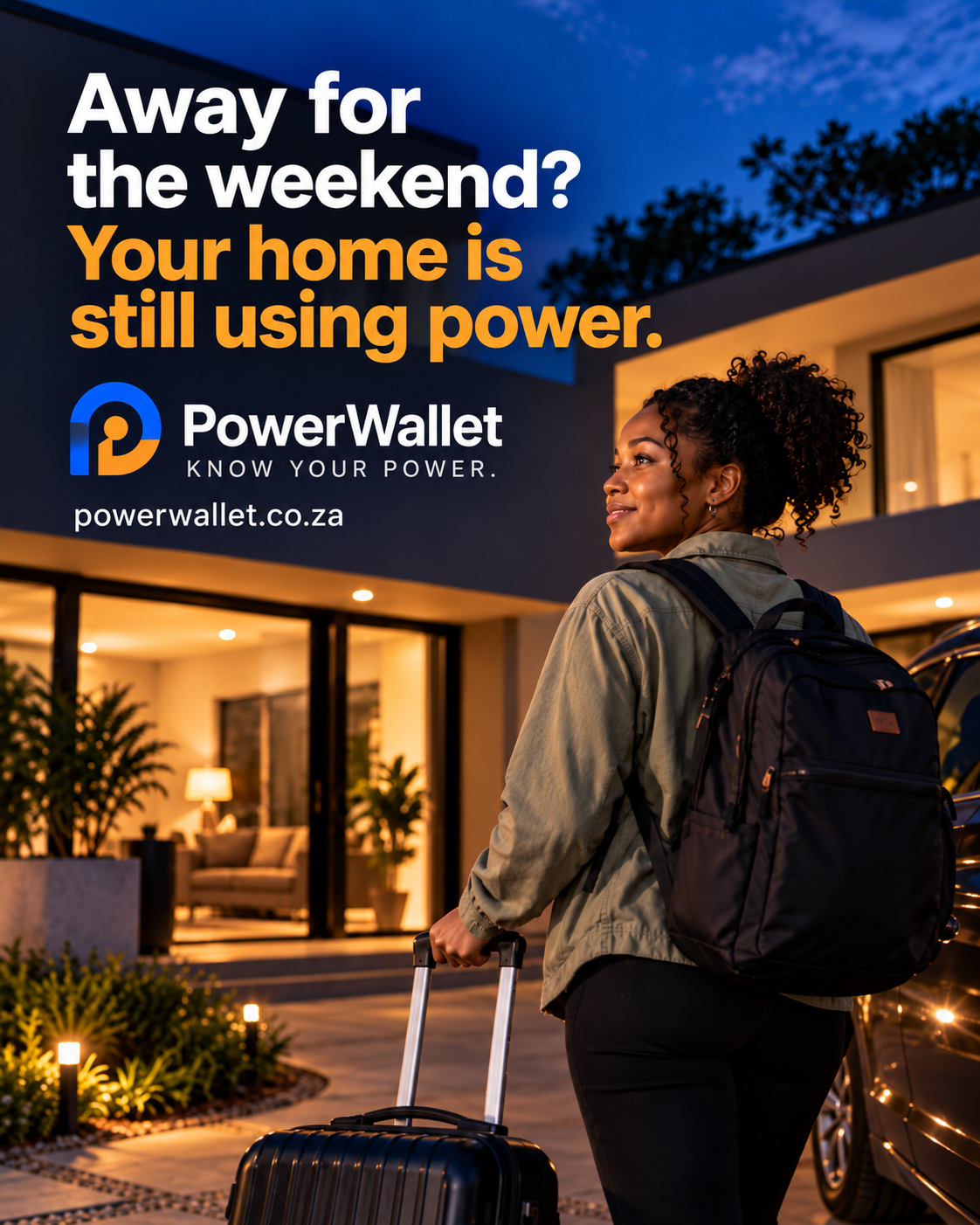 PowerWallet residential campaign β Away for the weekend? Your home is still using power.