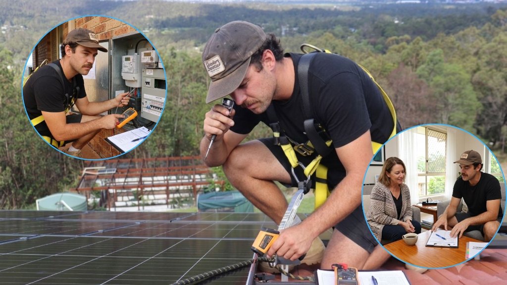 Craig conducting a free off-grid solar assessment at a customer's property.