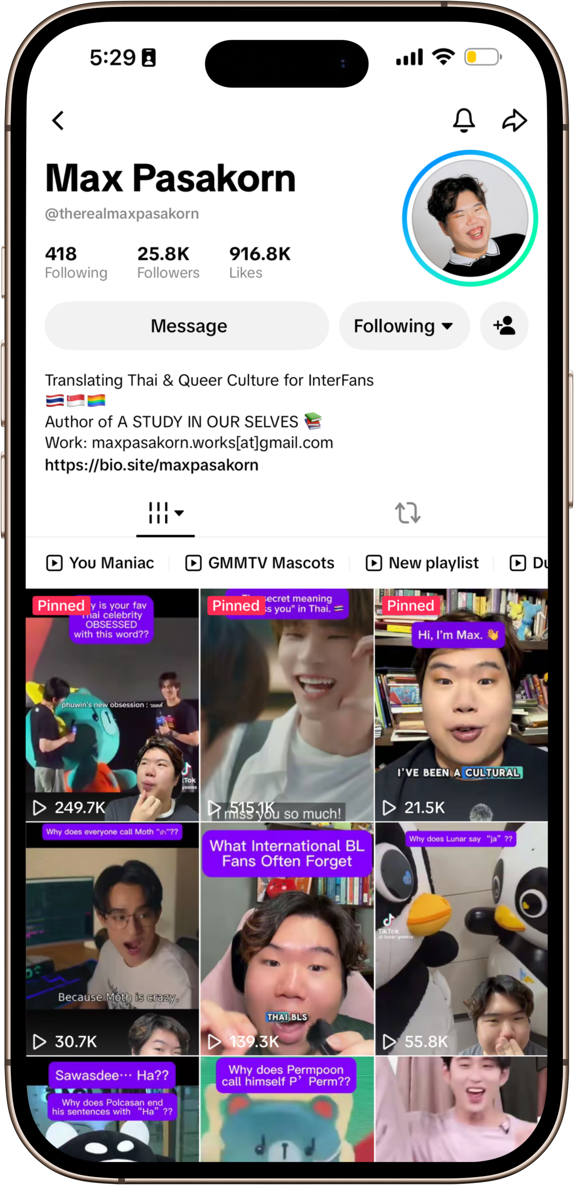 Creator social profile
