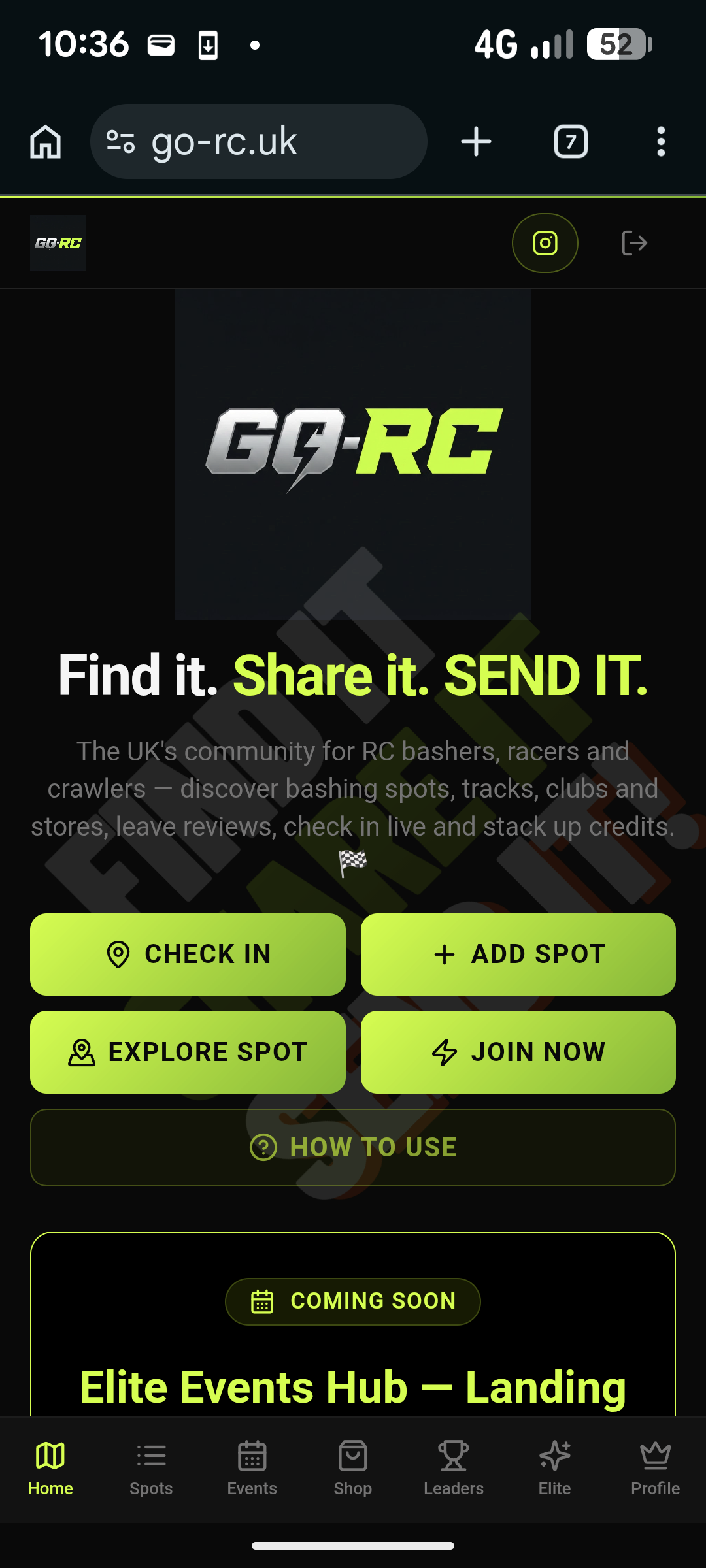 GO-RC home screen
