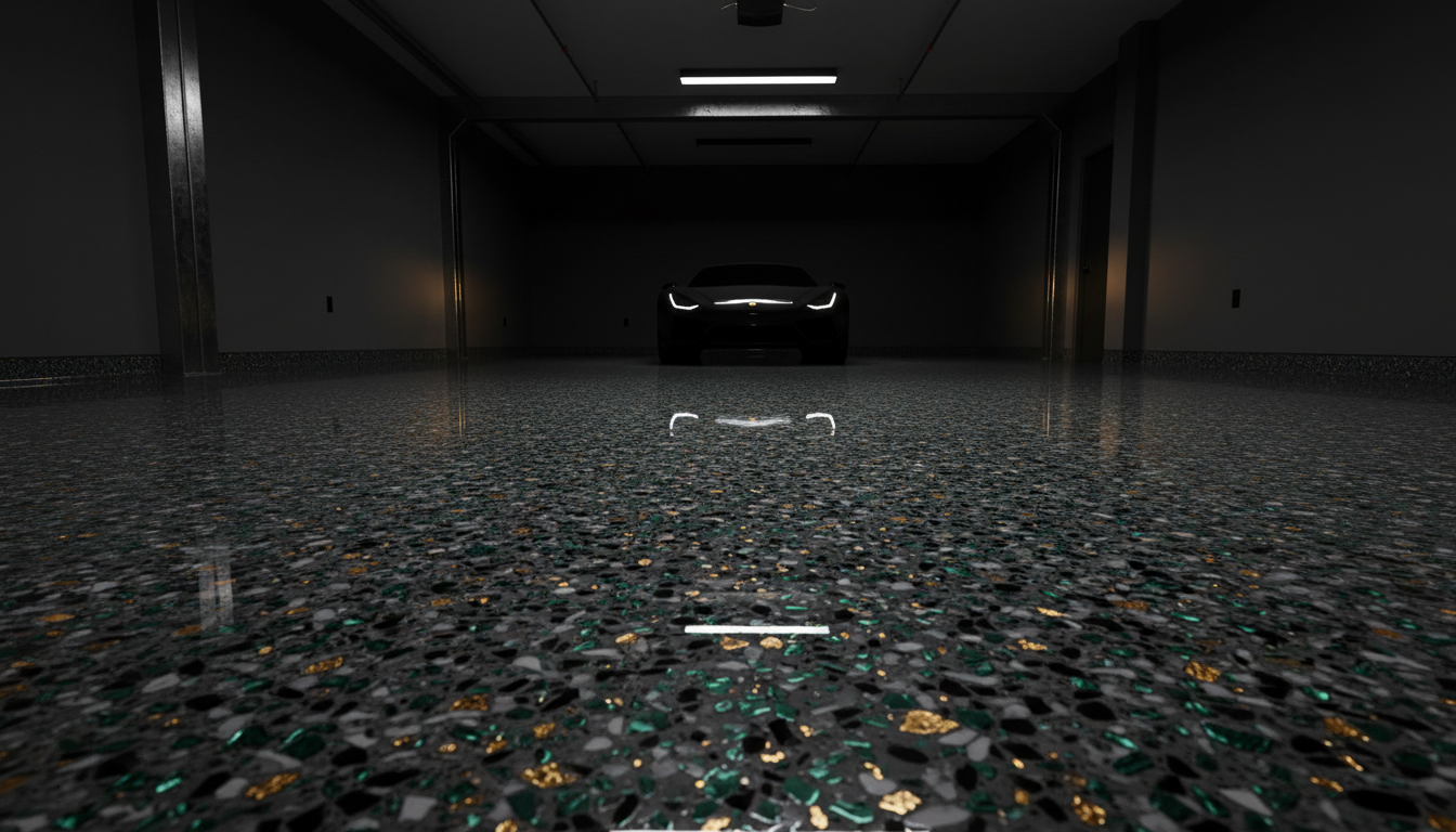 Glossy premium epoxy garage floor