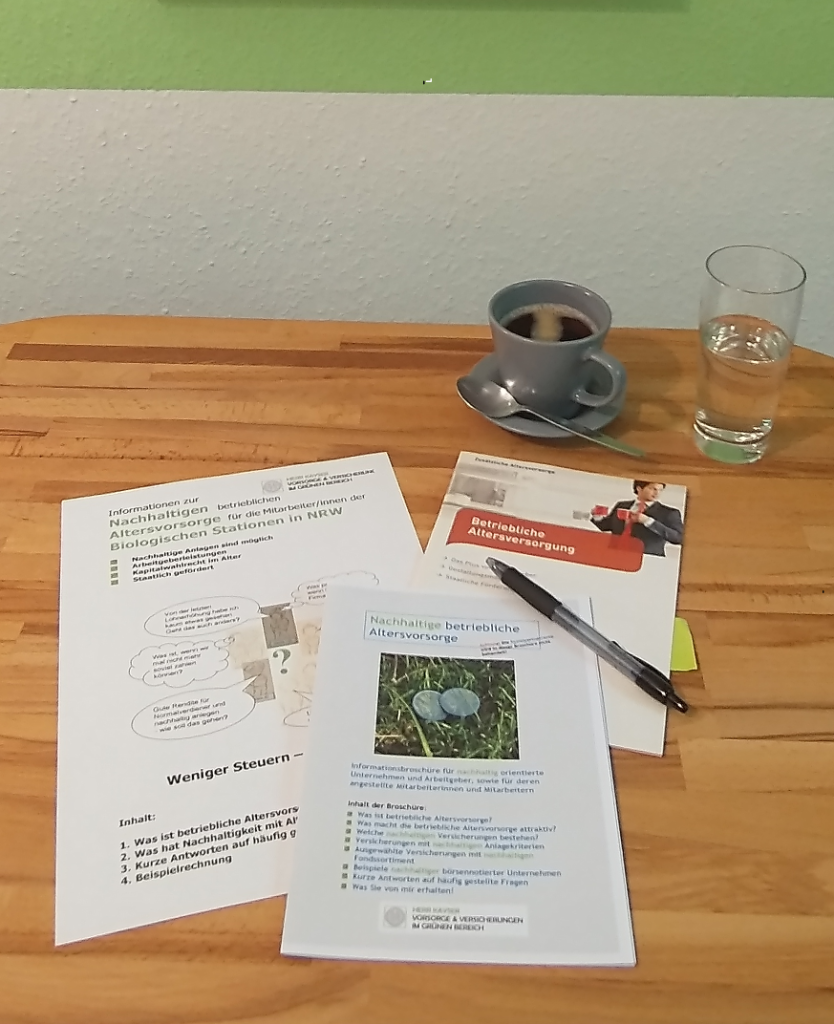 Betriebliche Altersvorsorge Informationsbroschüre für nachhaltig orientierte Unternehmen und Biologische Stationen