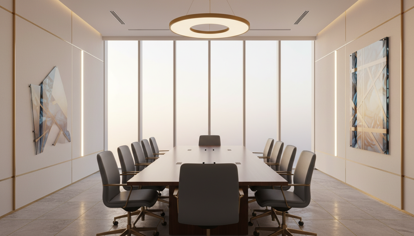 Premium boardroom interior with natural light