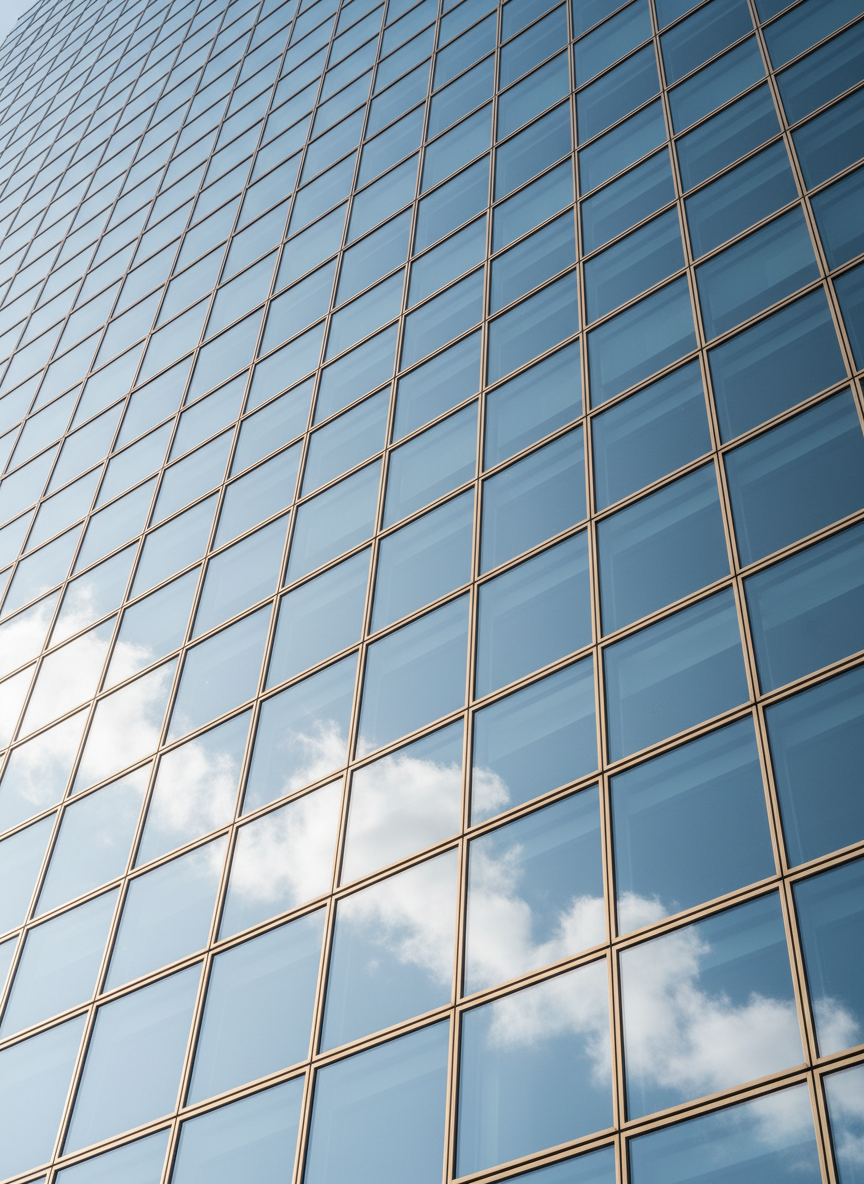 Modern glass building facade representing investment