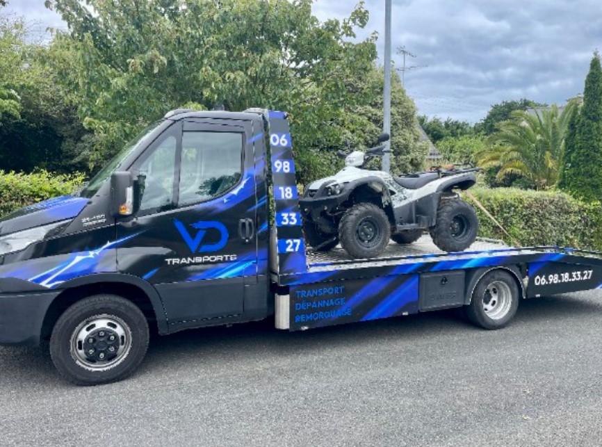 Transport d'un quad sur plateau VD Transports