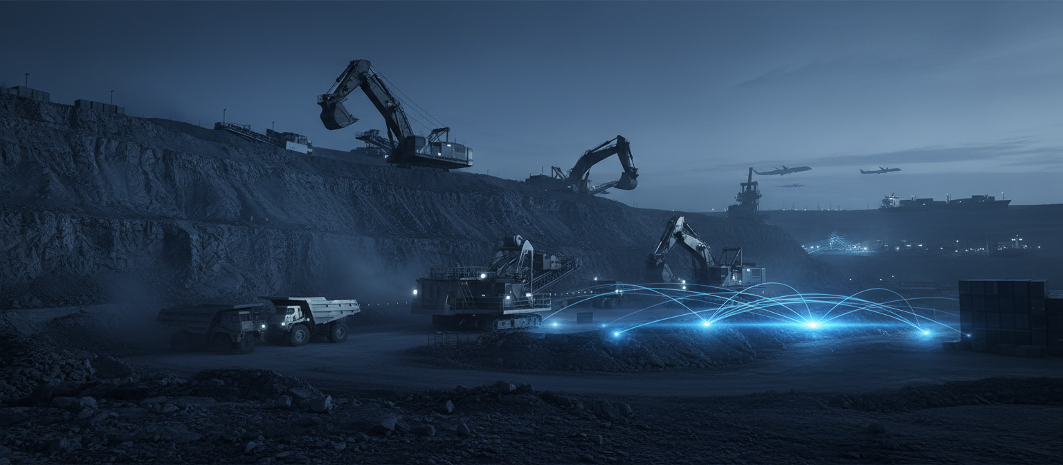 Heavy industrial equipment at a mining operation