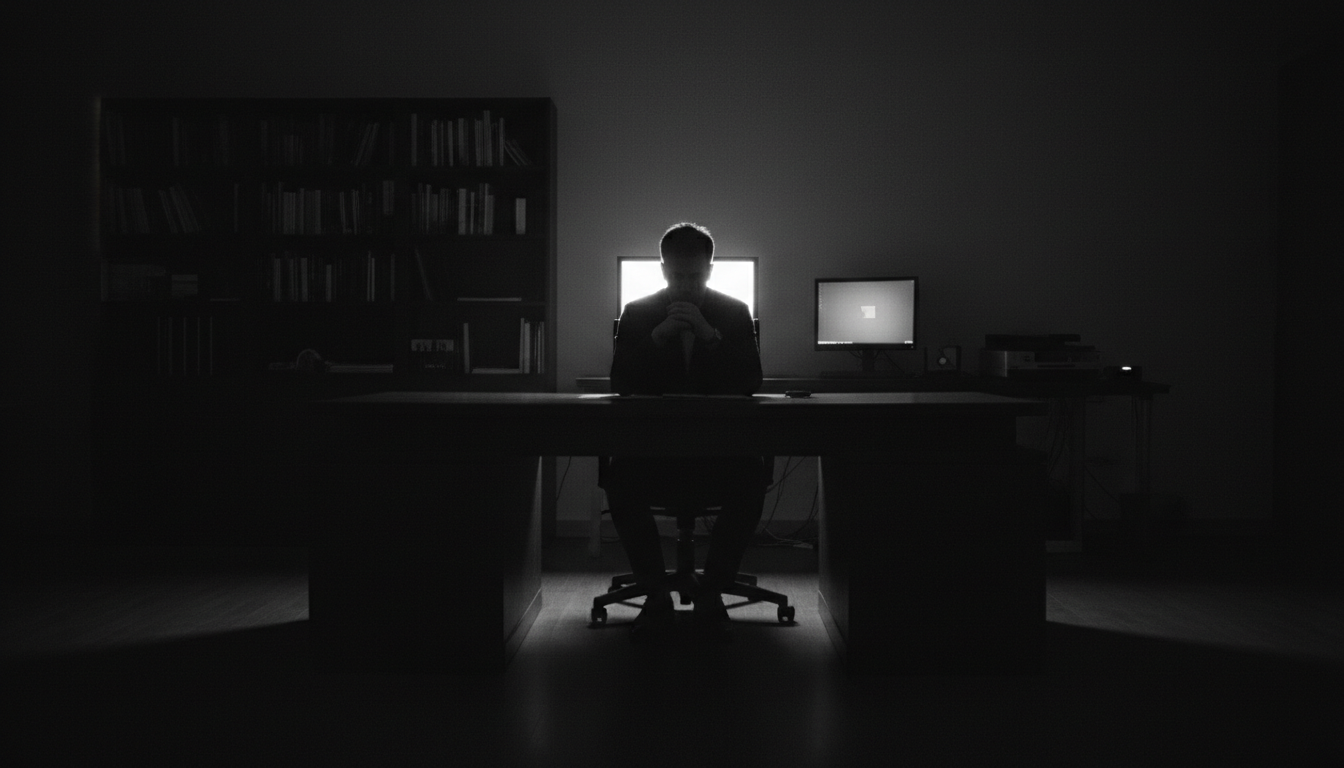 Mentor in contemplation at desk