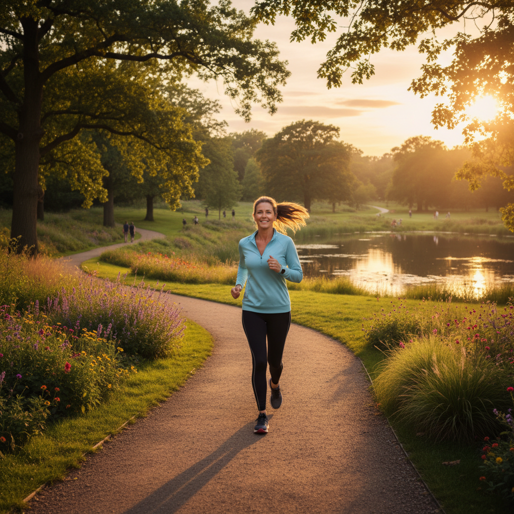 Vrouw jogt in het park