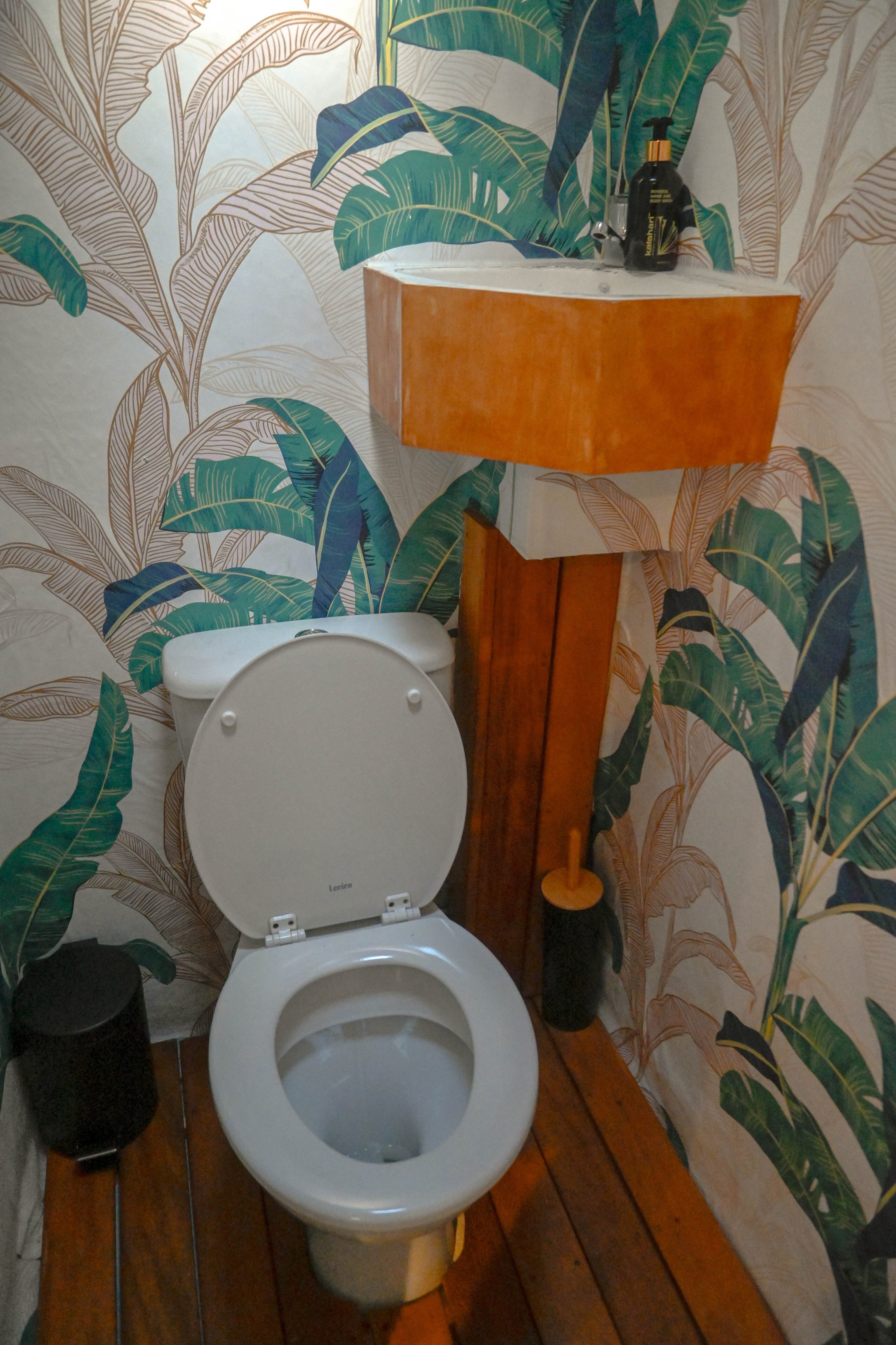 Bus bathroom with toilet and sink