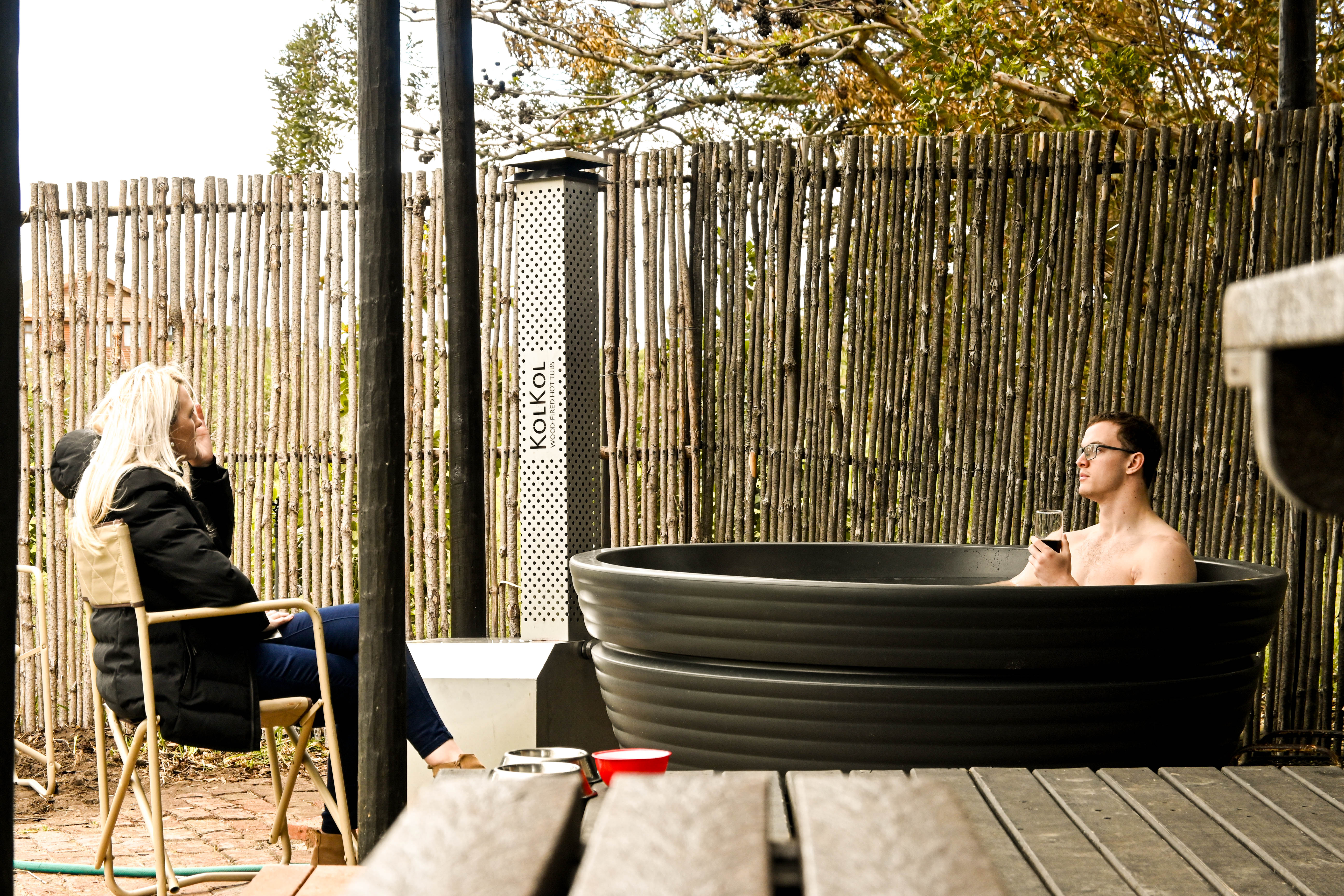 Wood-fired hot tub lifestyle