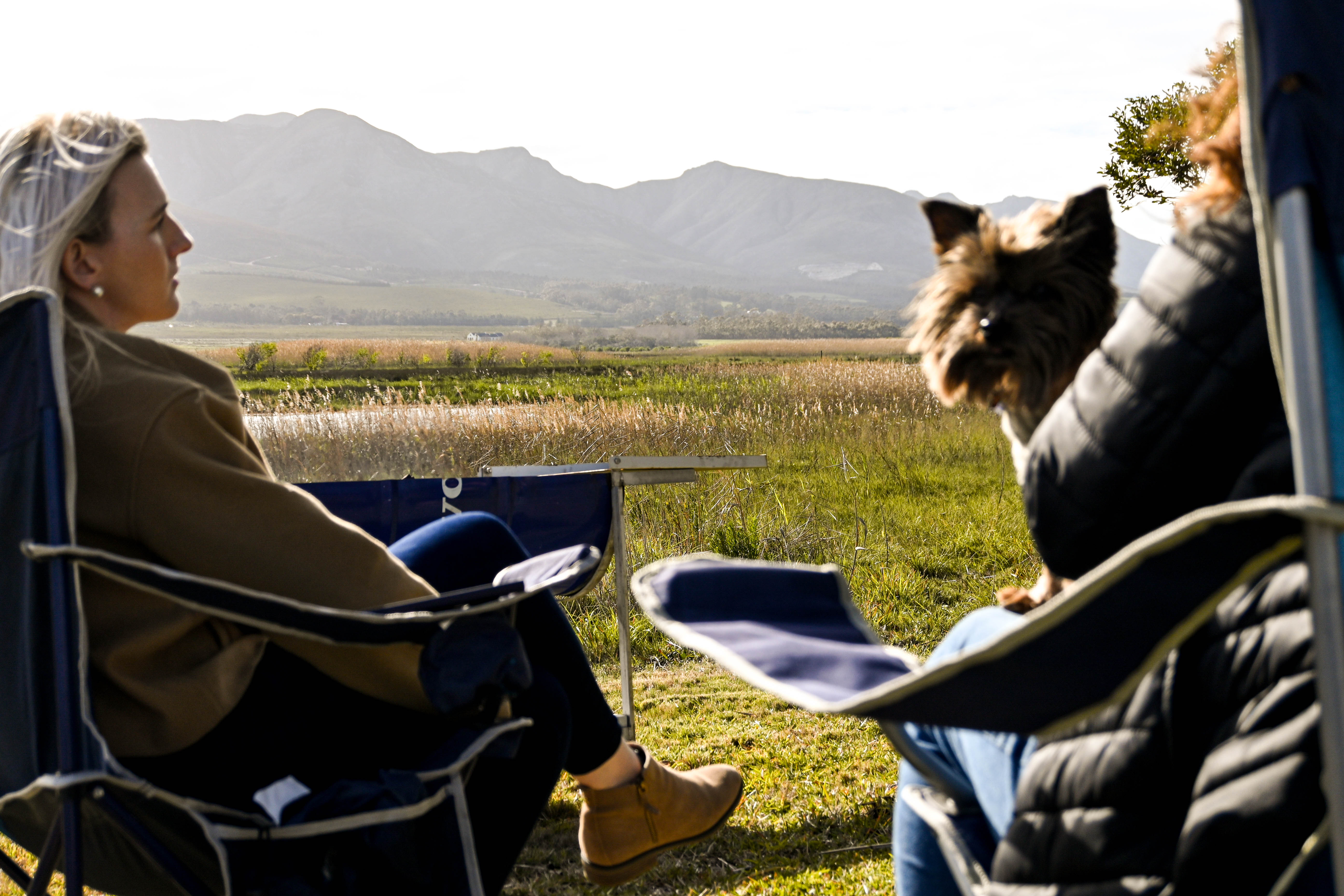 Relaxing with a view of the mountains