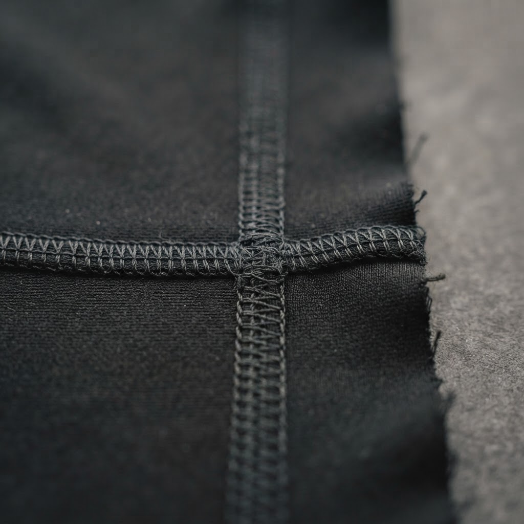Close-up of black fabric with visible seams