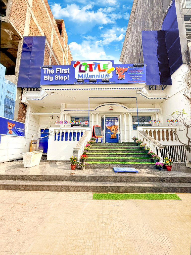 Little Millennium Preschool building entrance at Anand Vihar