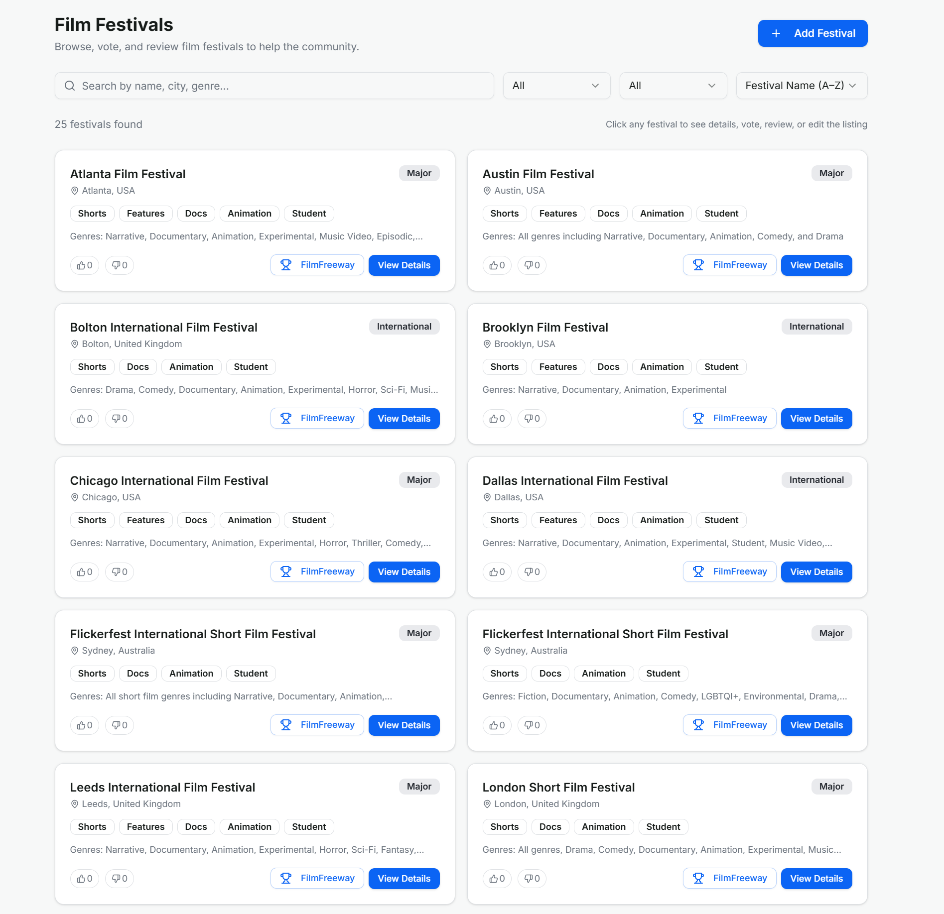 Festival Database tool preview