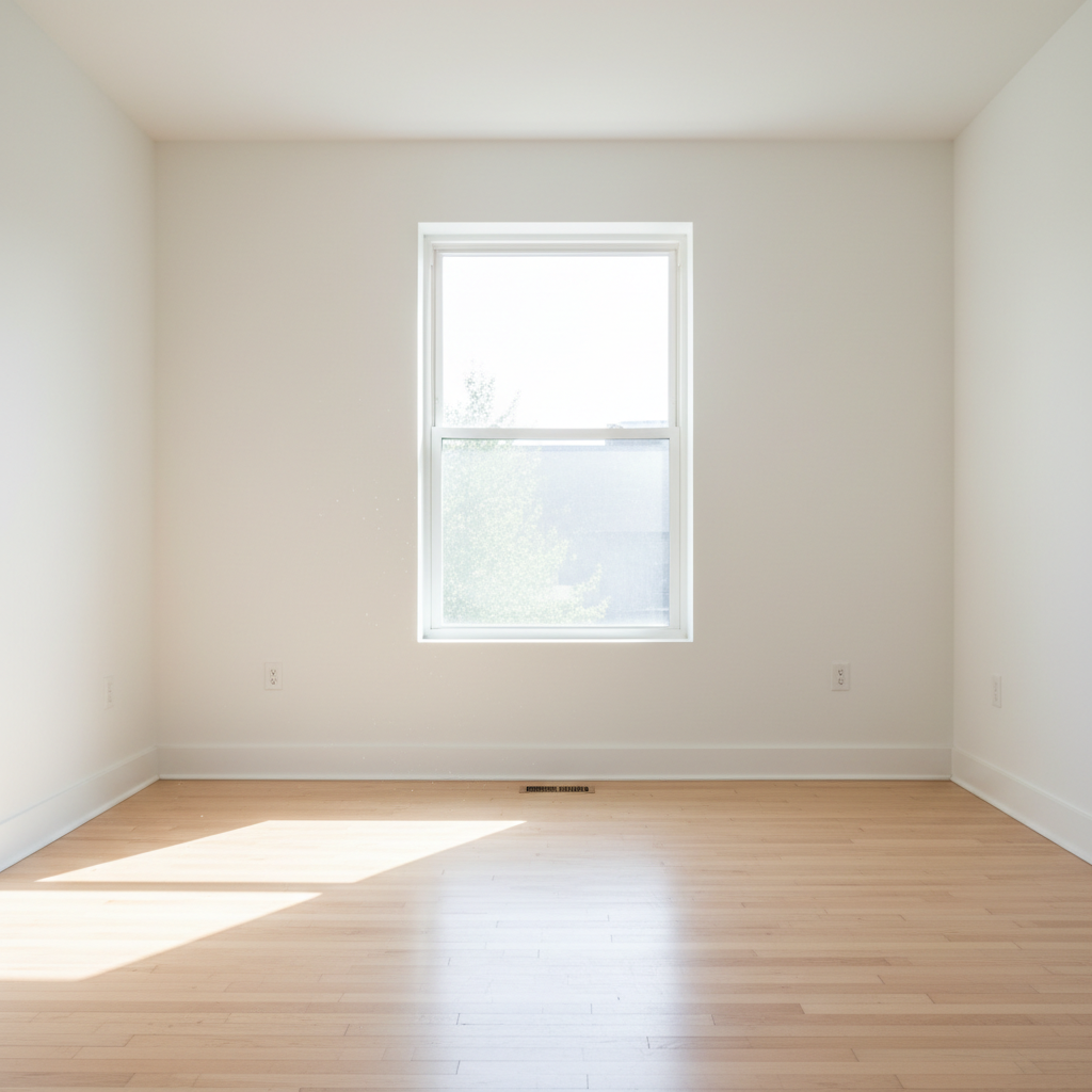 Empty unfurnished room before AI staging