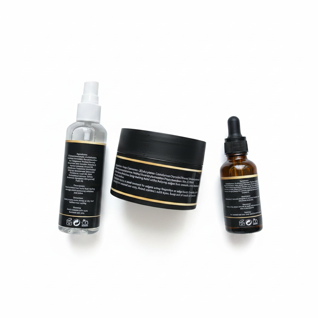 Premium 3-Piece Hair Care Set: Heat Protectant, Edge Control Gel & Scalp Oil