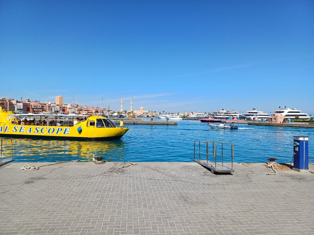 Hurghada marina with the Royal Seascope submarine