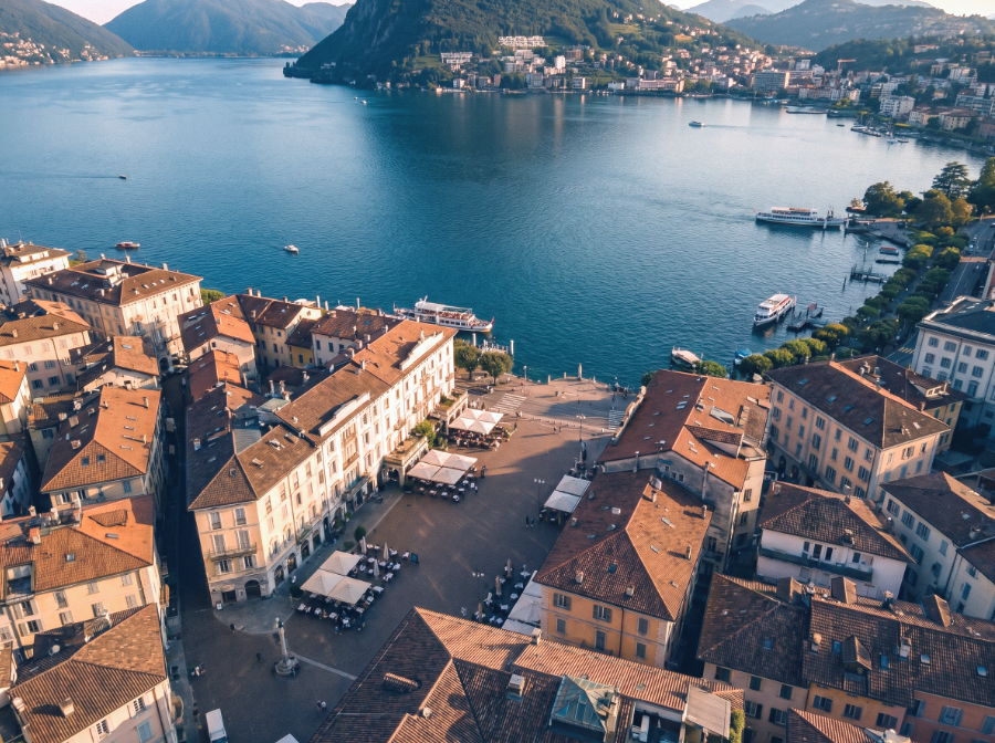 Aerial view of Lugano, Switzerland