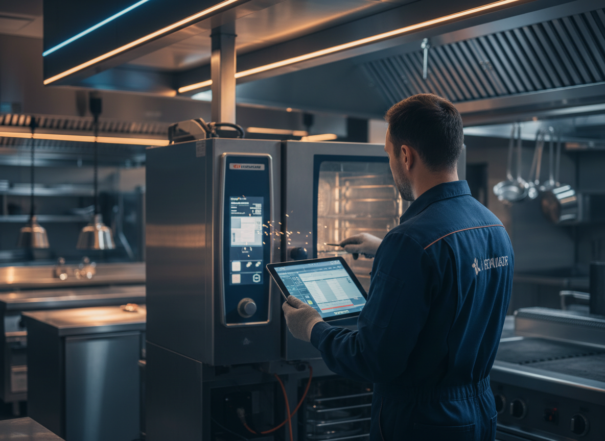 CKS technician inspecting commercial kitchen equipment