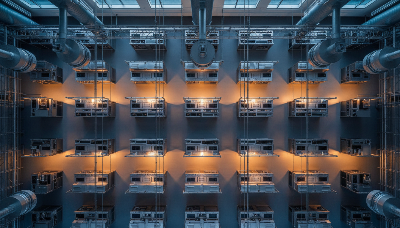 Aerial view of a professional commercial kitchen