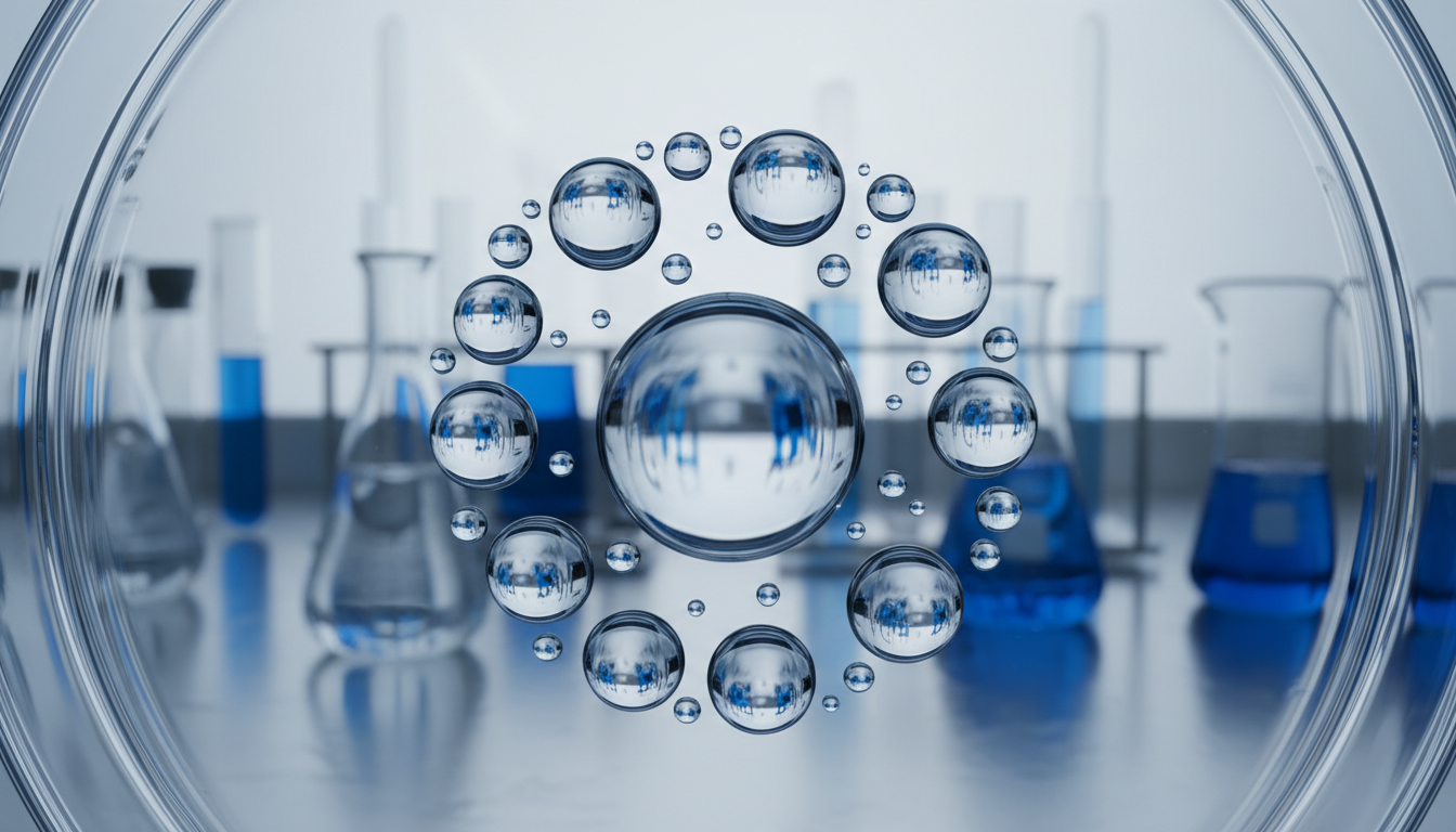 Water droplets on glass surface representing molecular preservation science