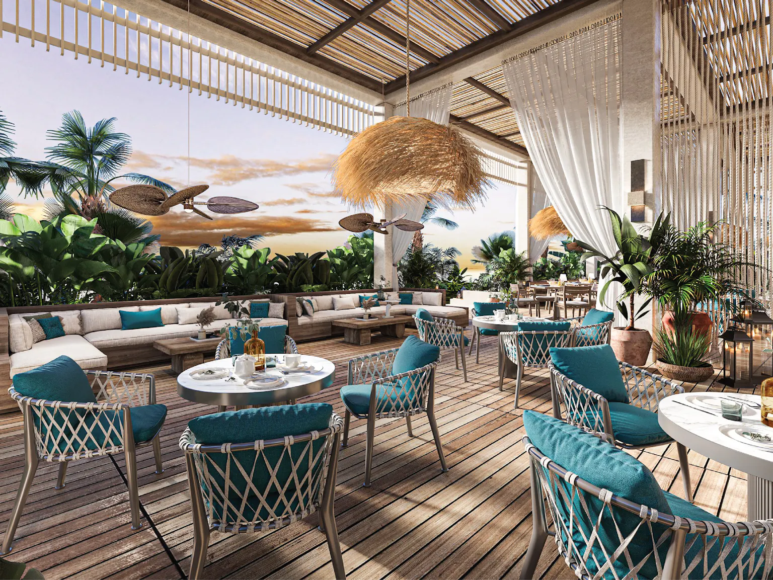 Rixos Murjana beach club terrace dining