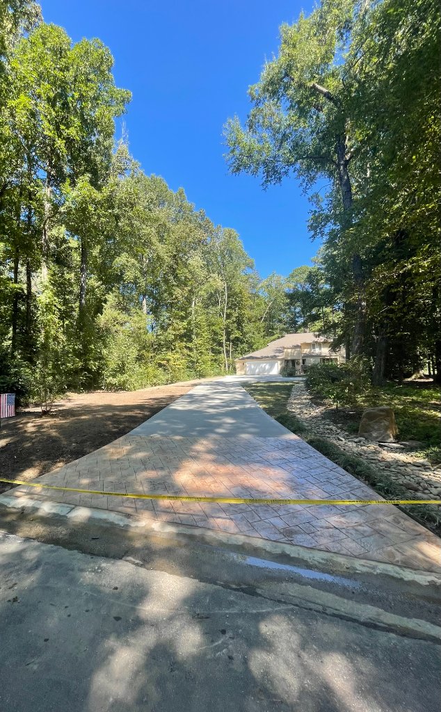 Stamped concrete driveway apron