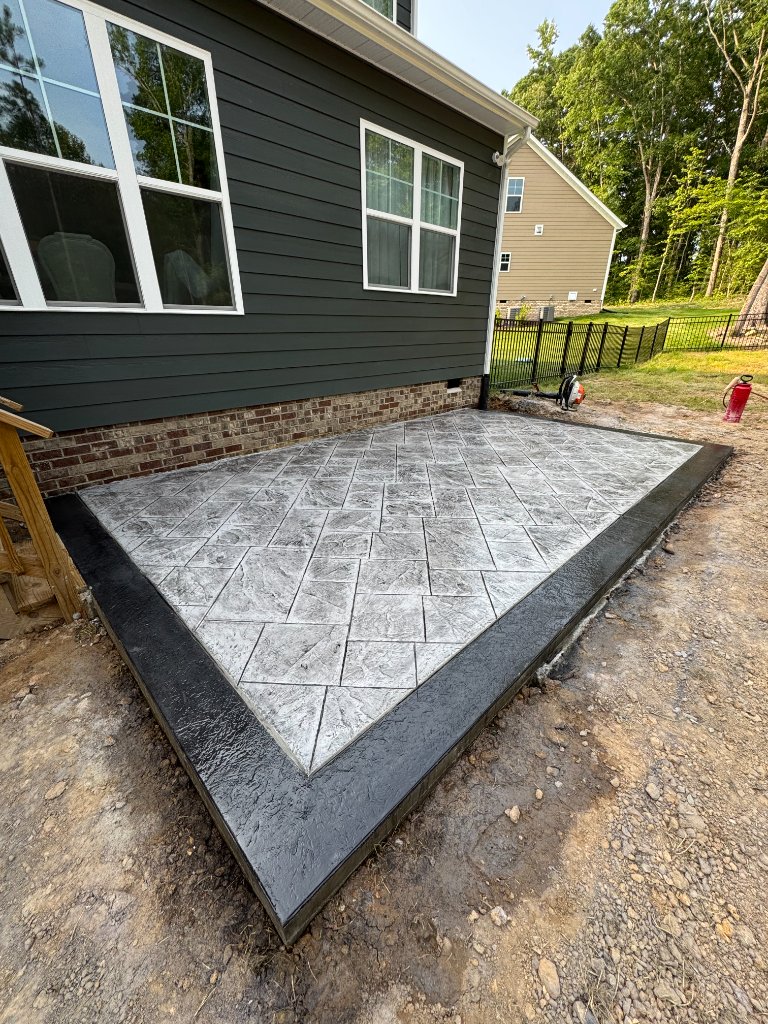 Stamped concrete patio gray border