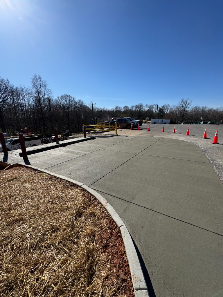 Commercial concrete curb and parking lot