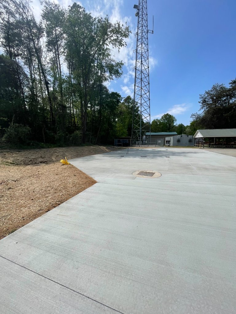 Large commercial concrete parking lot slab