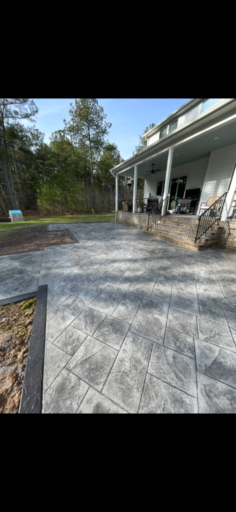 Large stamped concrete patio