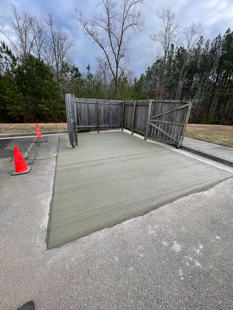 Commercial concrete dumpster pad