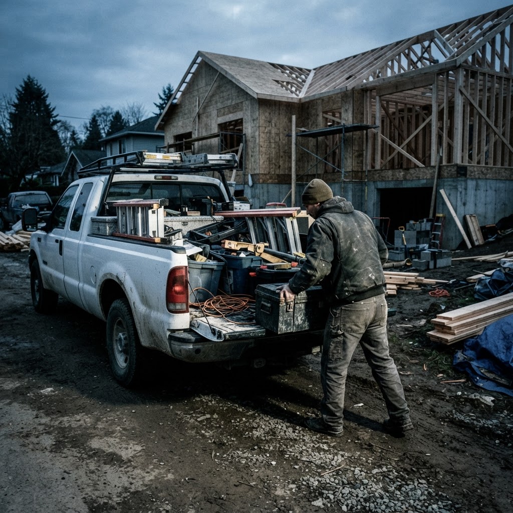 Work truck on a job site