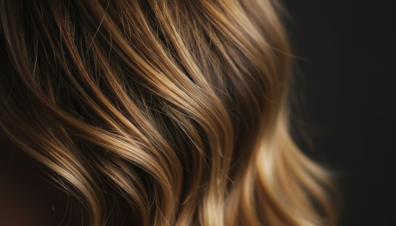 Luxurious hair color catching golden light
