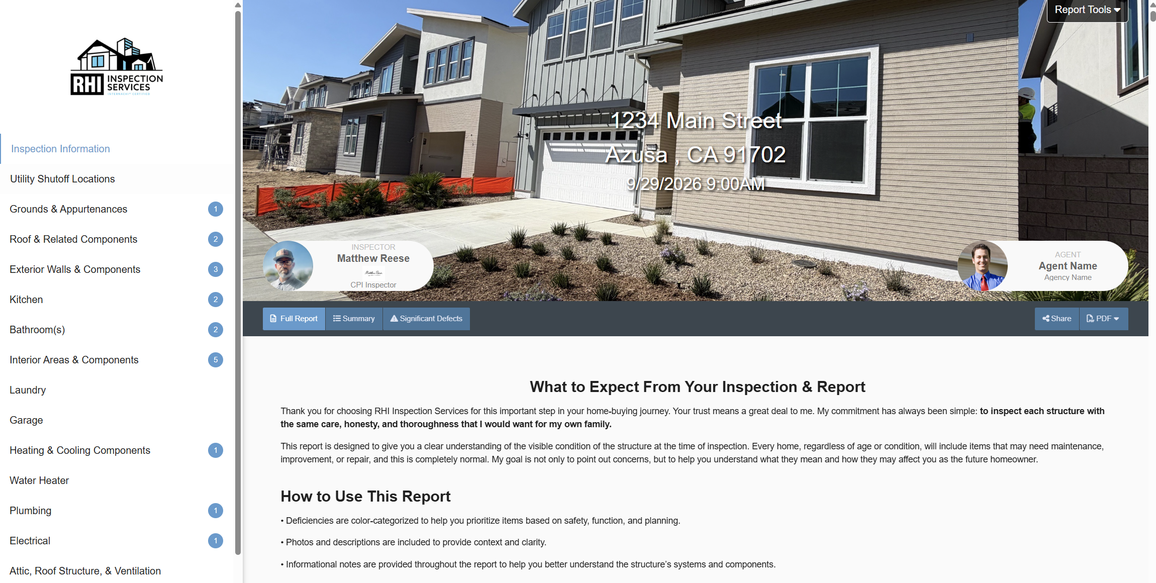 Full Report sample inspection report