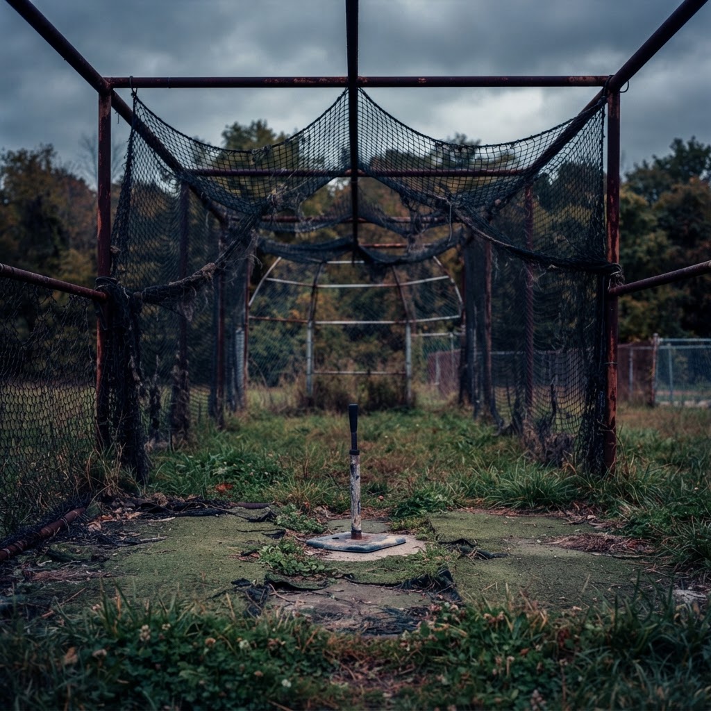 Abandoned batting cage