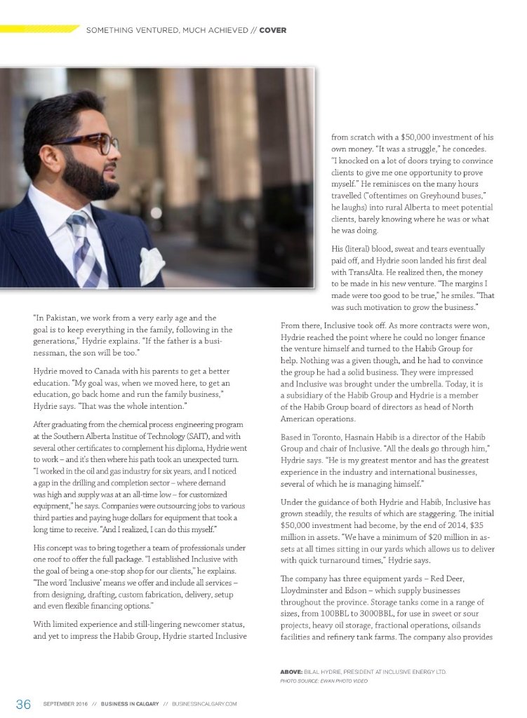 Bilal Hydrie — Featured in Business in Calgary feature graphic