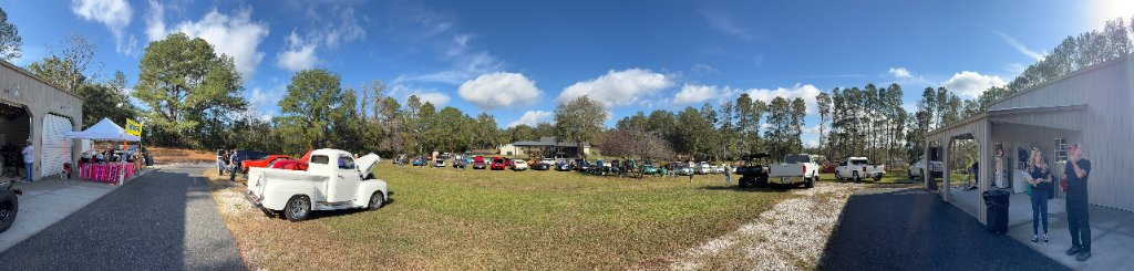 Panoramic view of the 2025 Fall Car Show at Waynes Rods West