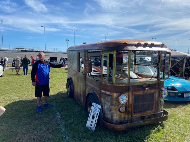 At a car show — Wayne with the Twin Coach, one of only 3 known survivors