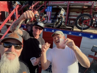 Crew celebrating at the show