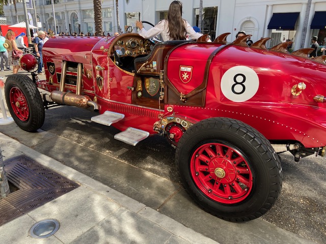 Red steam-punk racer #8 — brass details, Rodeo Drive