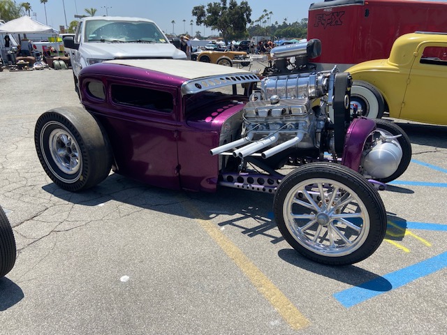 El Camino with Harley-Davidson in the bed — Pomona swap meet