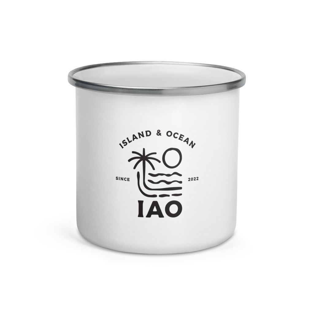 IAO Enamel Mug — White lifestyle