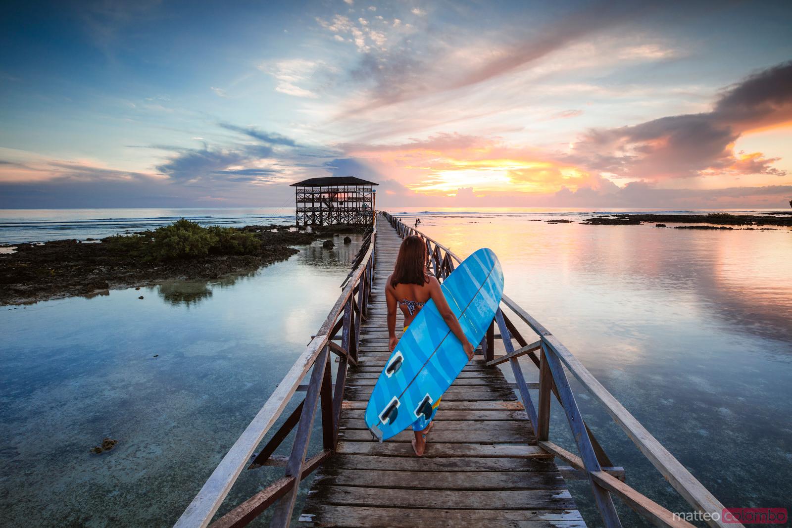 Sunset boardwalk in Siargao