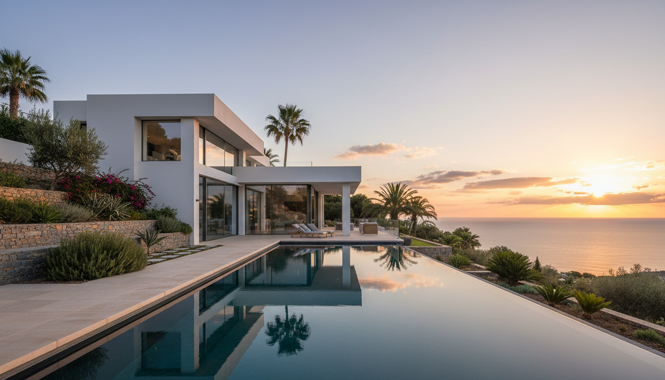 Luxury Mediterranean villa with infinity pool overlooking the sea