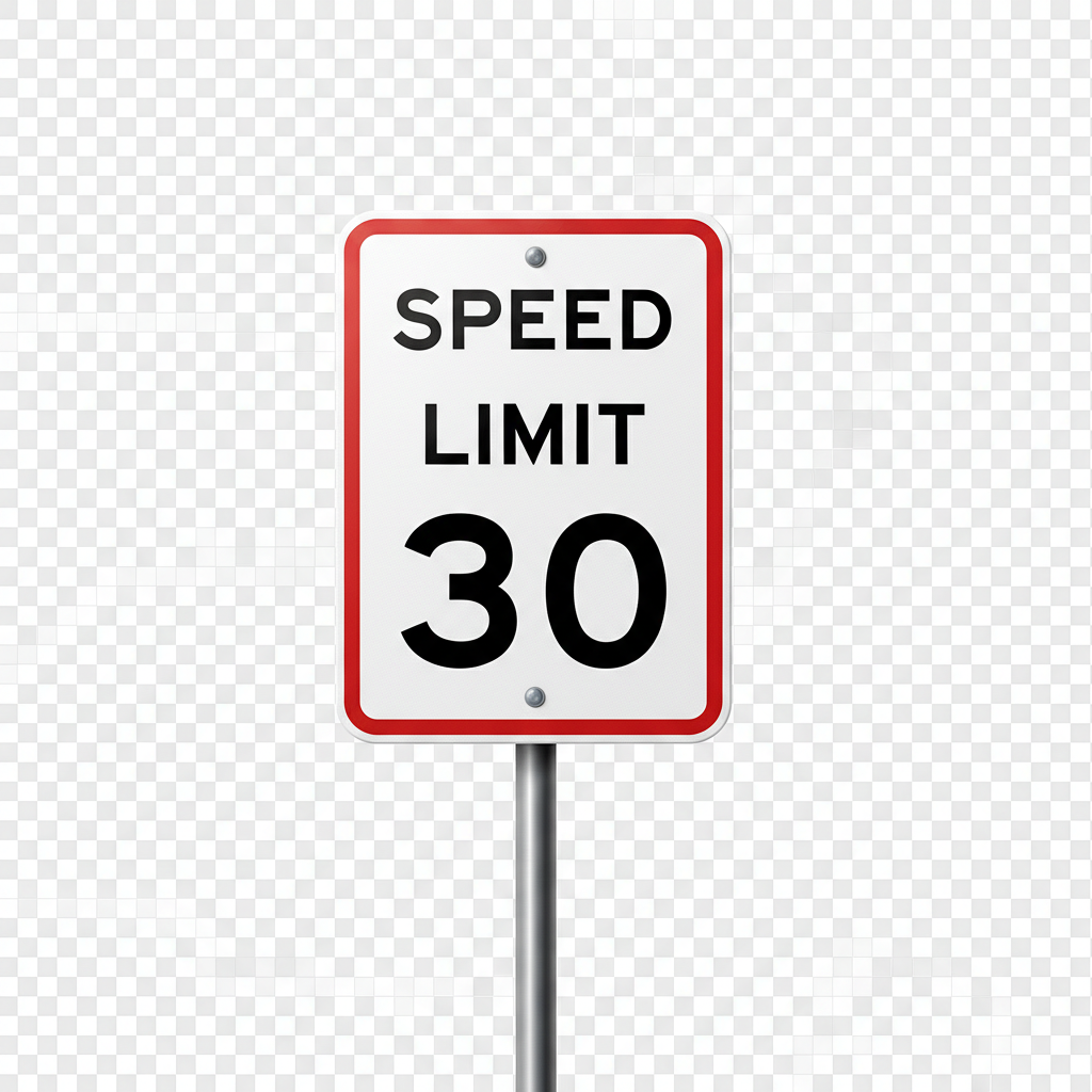 Speed limit 30 miles per hour sign