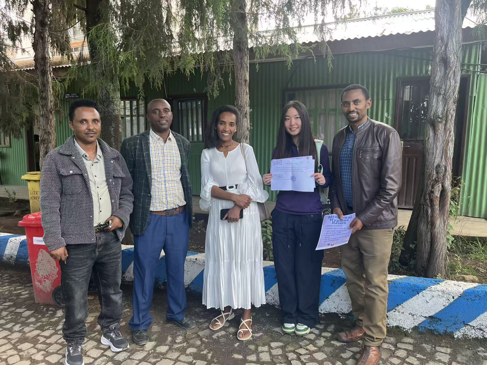 Field team outside a community health clinic in Debre Berhan, Ethiopia.