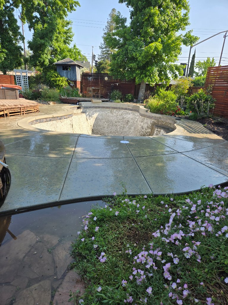 Completed concrete driveway clean smooth finish