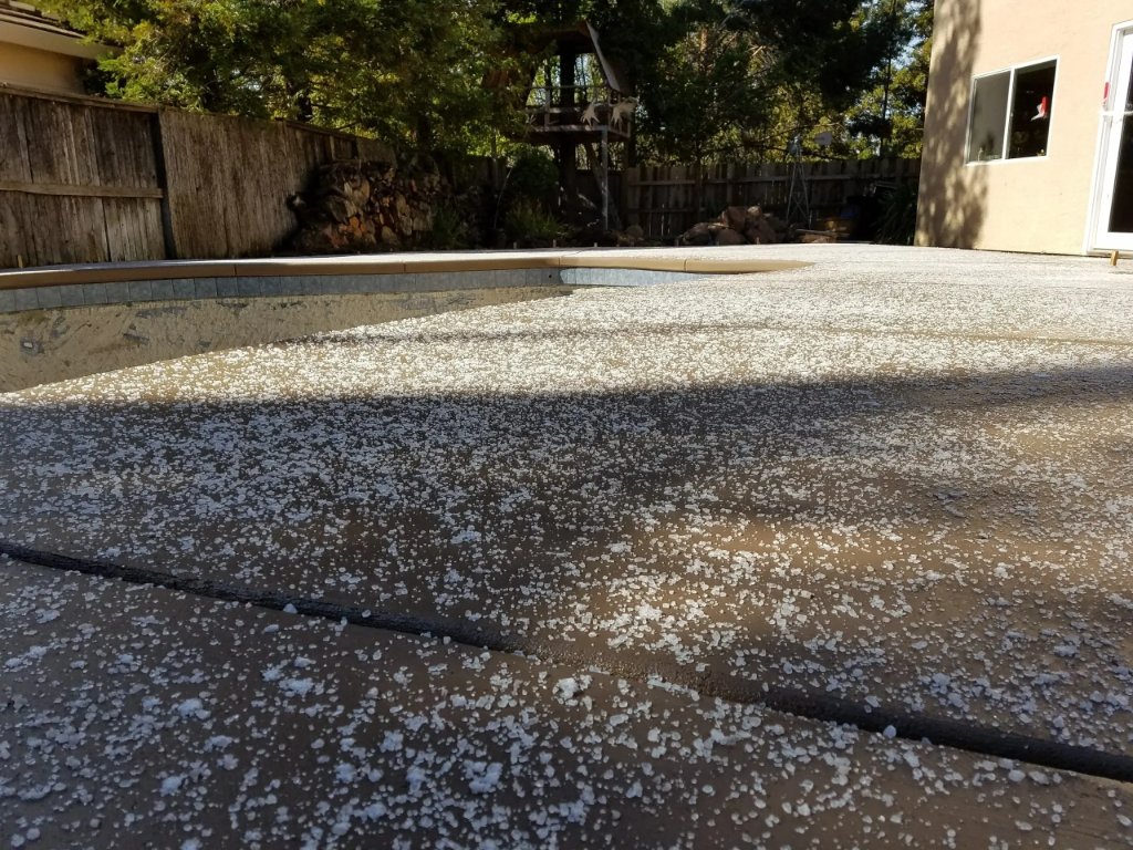 Residential concrete patio fresh broom finish
